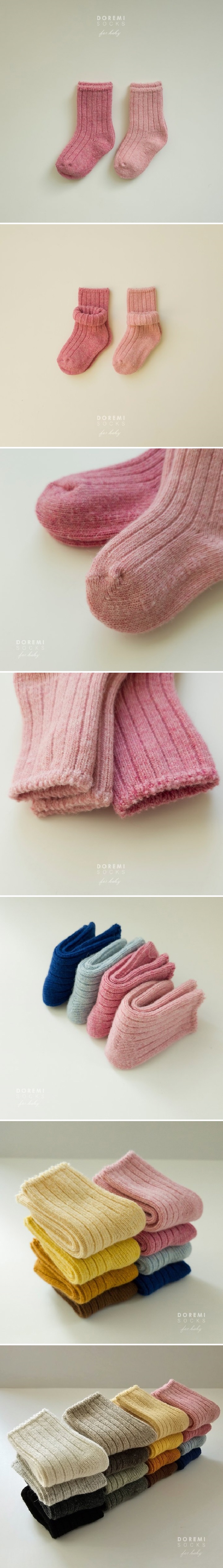 Doremi Socks - Korean Baby Fashion - #babyootd - Rib Wool Pink Set