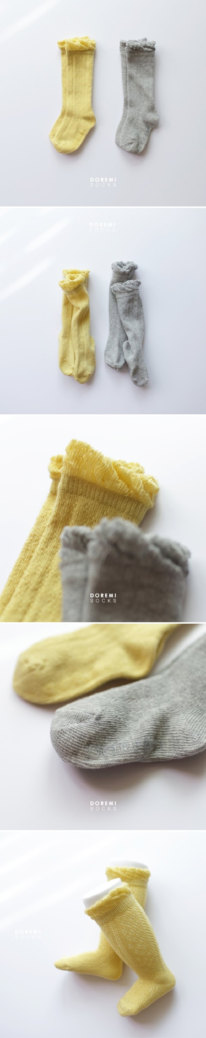 Doremi Socks - Korean Baby Fashion - #babyoutfit - Luminy Frill Knee Socks Yellow Set