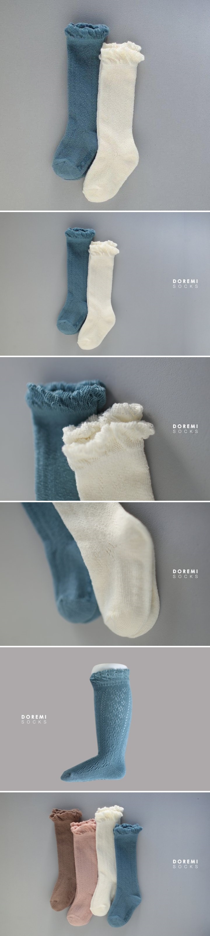 Doremi Socks - Korean Baby Fashion - #babyoutfit - Luminy Frill Knee Socks Cream Set