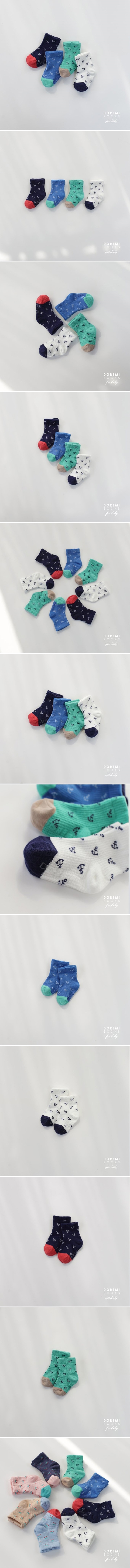 Doremi Socks - Korean Baby Fashion - #onlinebabyboutique - Marine Waffle Socks