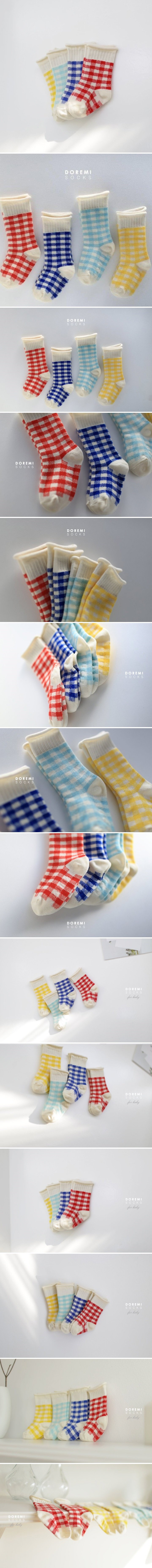 Doremi Socks - Korean Baby Fashion - #onlinebabyboutique - Check Socks