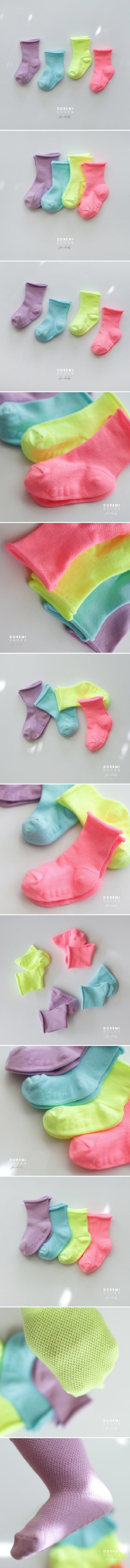 Doremi Socks - Korean Baby Fashion - #smilingbaby - Mesh Neon Socks