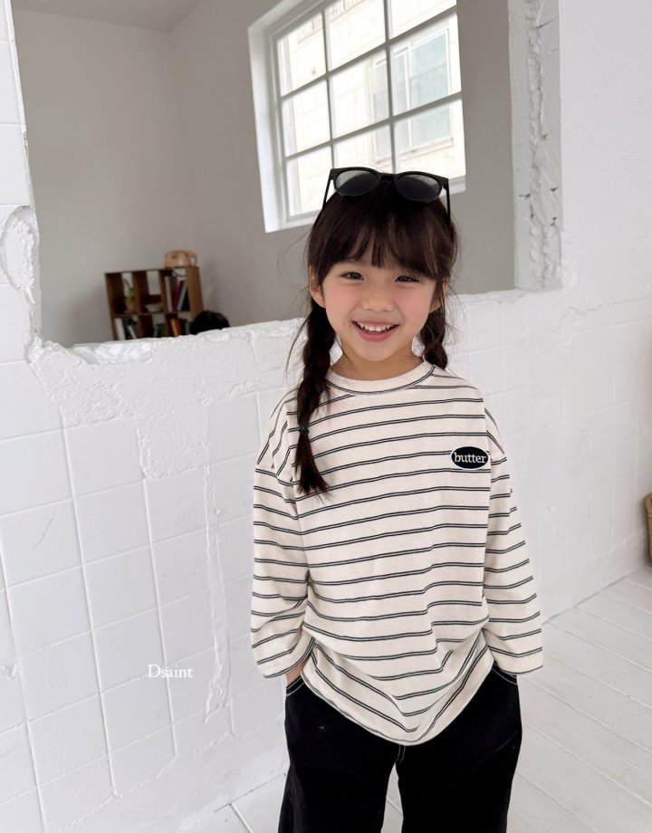 Dsaint - Korean Children Fashion - #childofig - Stripe Round Butter Tee - 8