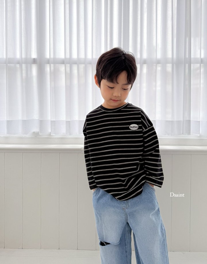 Dsaint - Korean Children Fashion - #childrensboutique - Stripe Round Butter Tee - 9