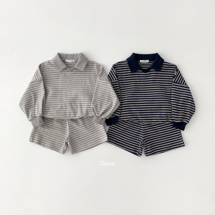 Dsaint - Korean Children Fashion - #childrensboutique - Charles Collar Shorts Top Bottom Set