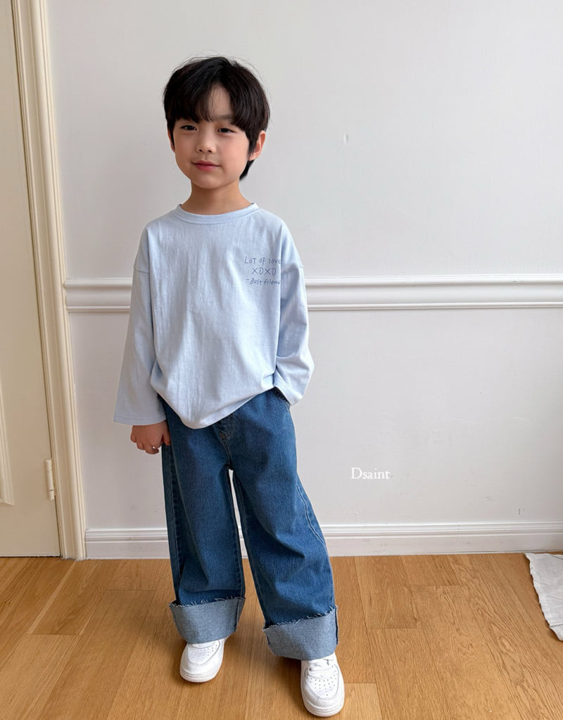 Dsaint - Korean Children Fashion - #discoveringself - Cutting Wide Roll Up Denim Pants - 12