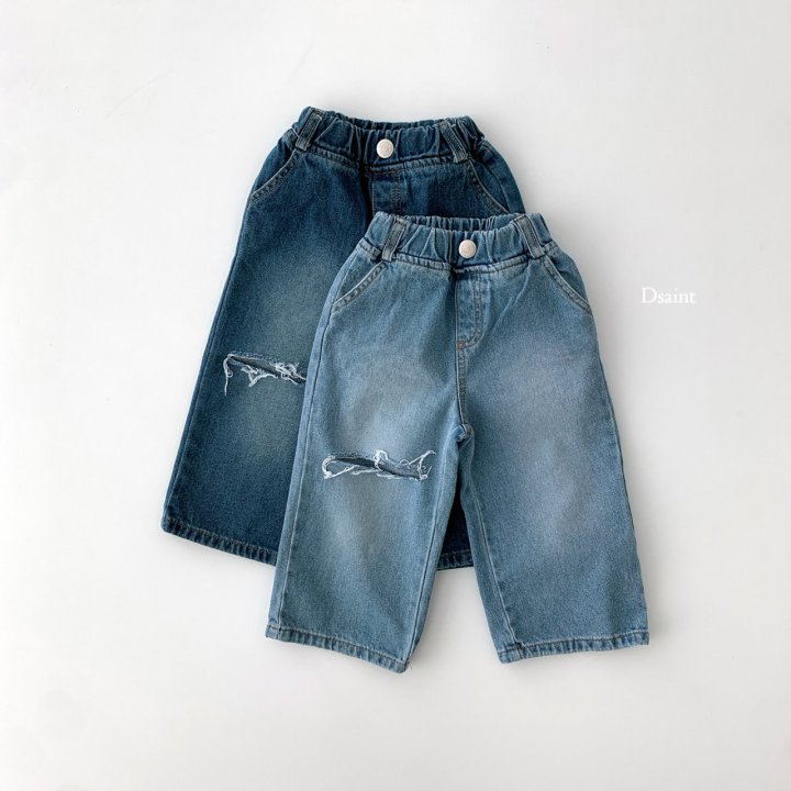 Dsaint - Korean Children Fashion - #discoveringself - Street Knee Wide Denim Pants