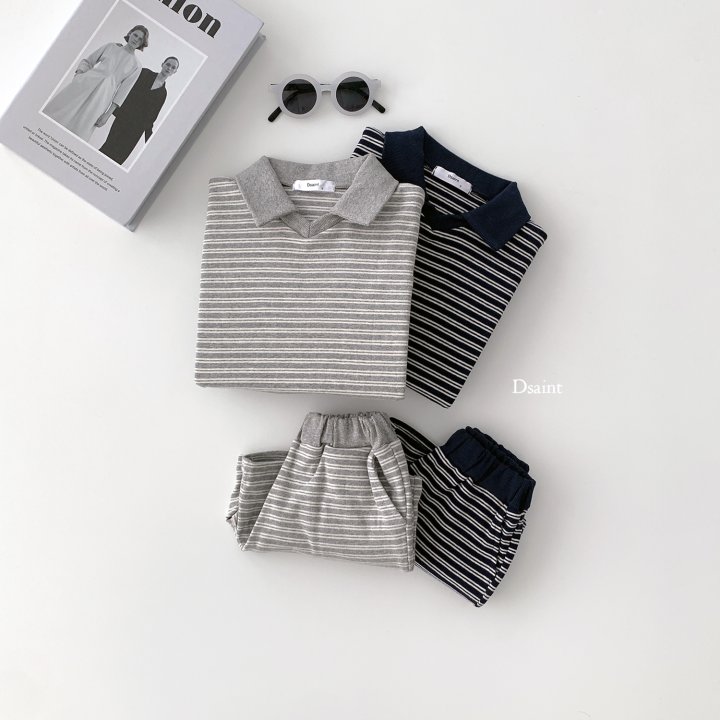 Dsaint - Korean Children Fashion - #kidsstore - Charles Collar Shorts Top Bottom Set - 6