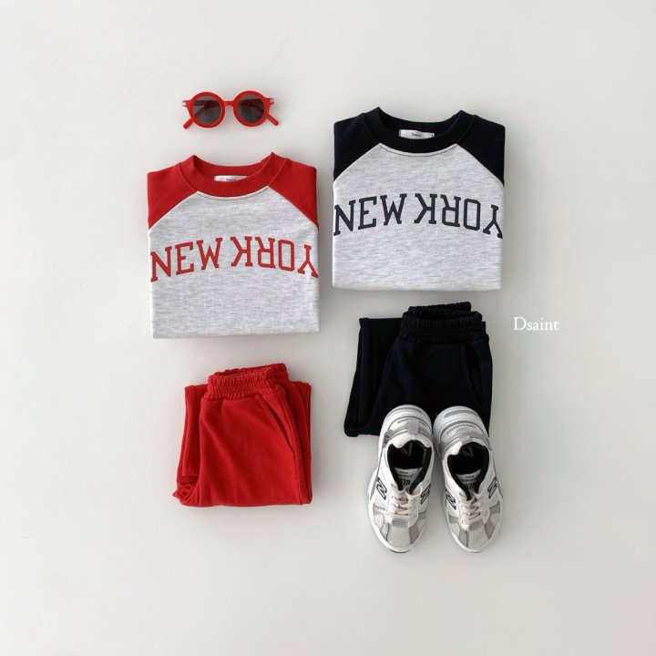 Dsaint - Korean Children Fashion - #kidsstore - Turn New York Raglan Set - 4