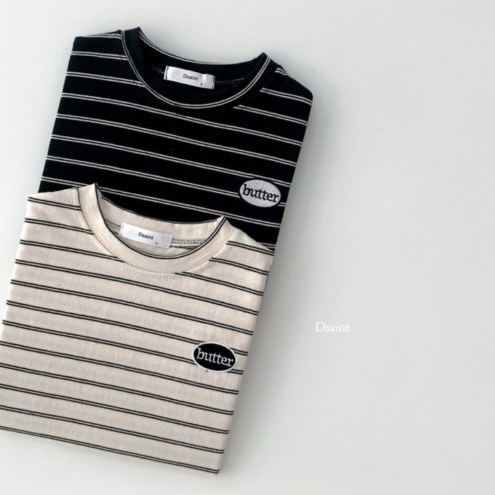 Dsaint - Korean Children Fashion - #littlefashionista - Stripe Round Butter Tee