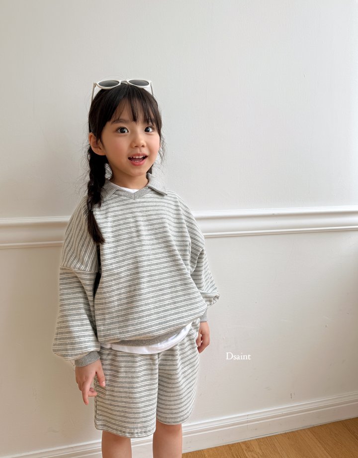 Dsaint - Korean Children Fashion - #littlefashionista - Charles Collar Shorts Top Bottom Set - 9