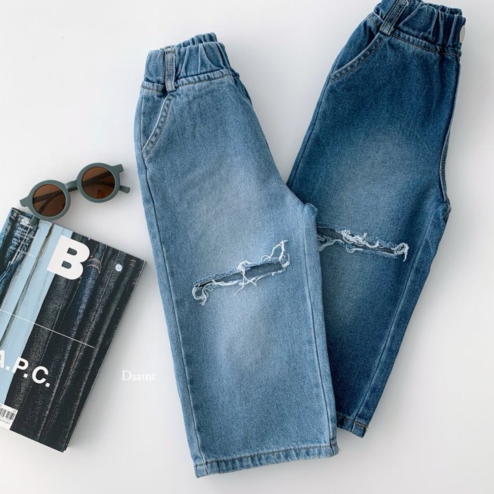 Dsaint - Korean Children Fashion - #magicofchildhood - Street Knee Wide Denim Pants - 8