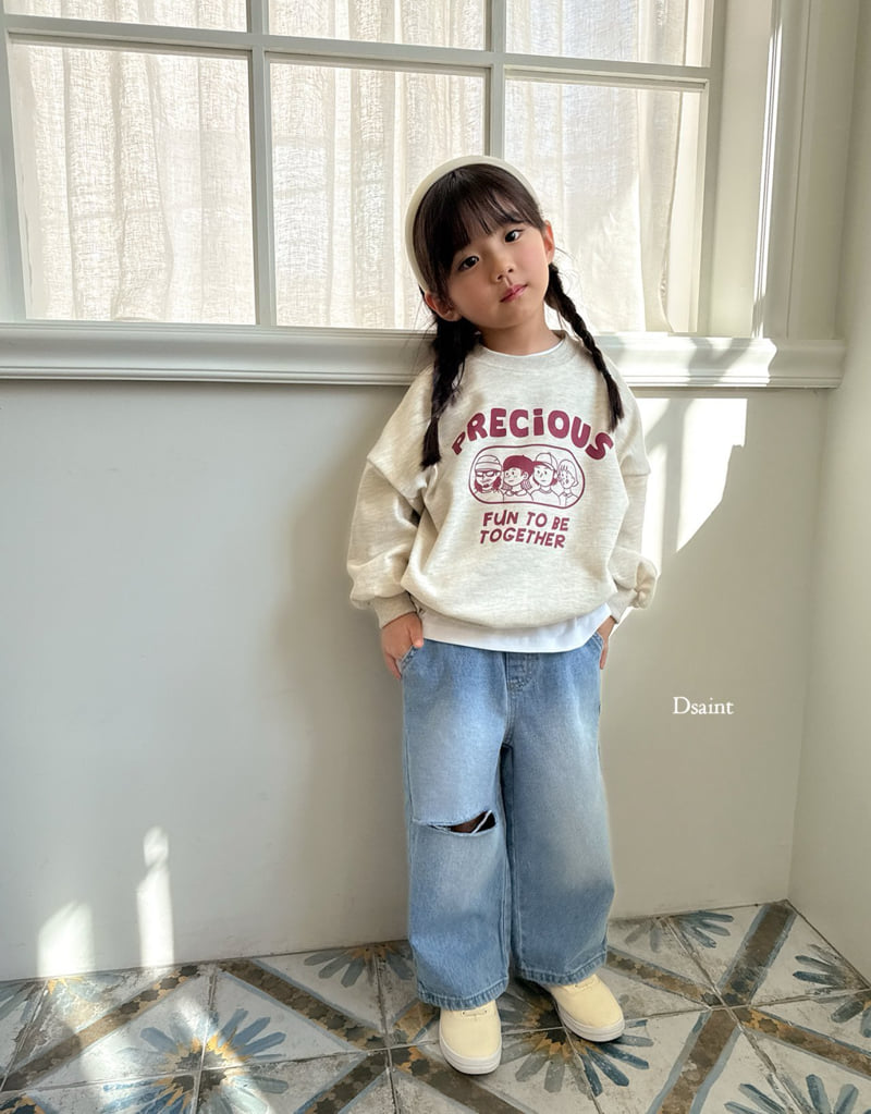 Dsaint - Korean Children Fashion - #minifashionista - Street Knee Wide Denim Pants - 9