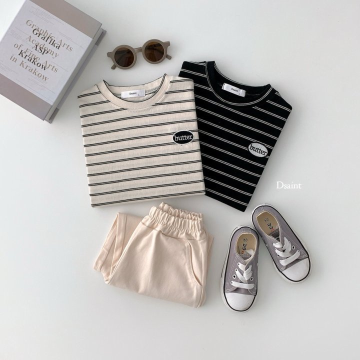 Dsaint - Korean Children Fashion - #minifashionista - Stripe Round Butter Tee - 3