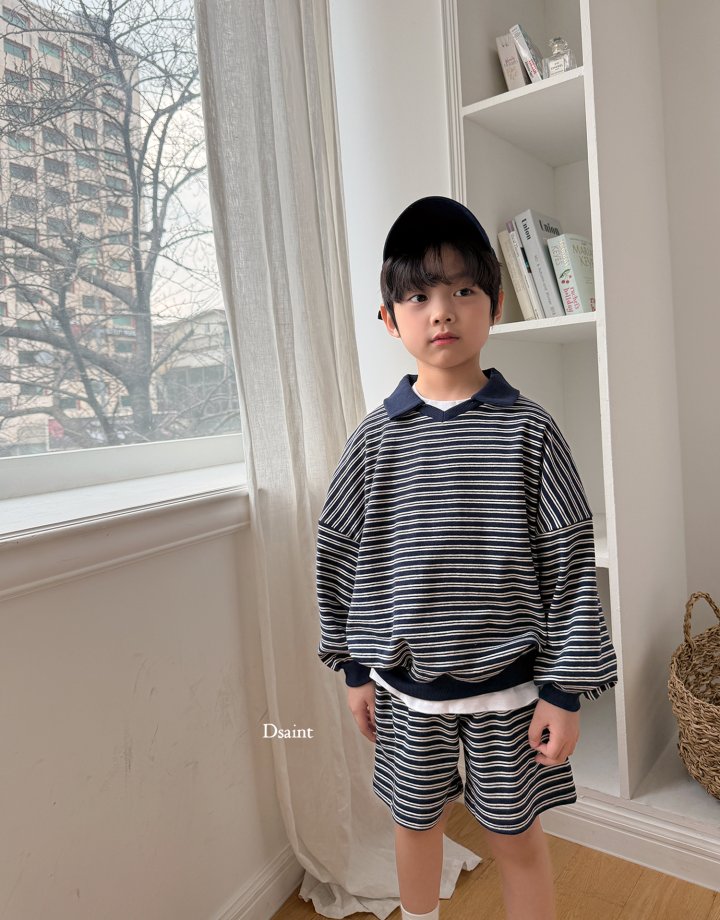 Dsaint - Korean Children Fashion - #minifashionista - Charles Collar Shorts Top Bottom Set - 11