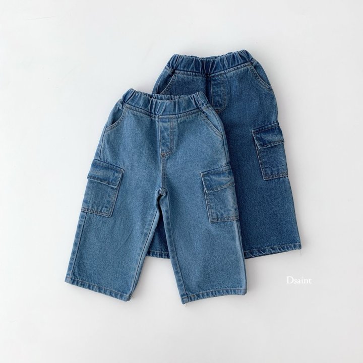 Dsaint - Korean Children Fashion - #prettylittlegirls - Refit Cargo Denim Pants