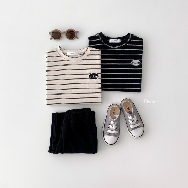 Dsaint - Korean Children Fashion - #minifashionista - Stripe Round Butter Tee - 4