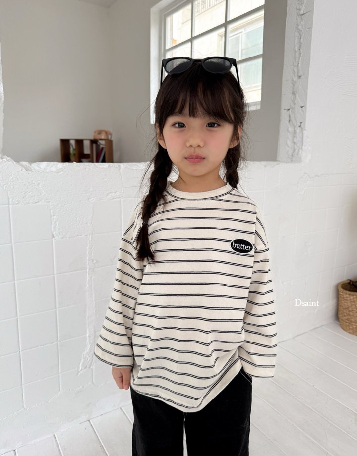 Dsaint - Korean Children Fashion - #stylishchildhood - Stripe Round Butter Tee - 7
