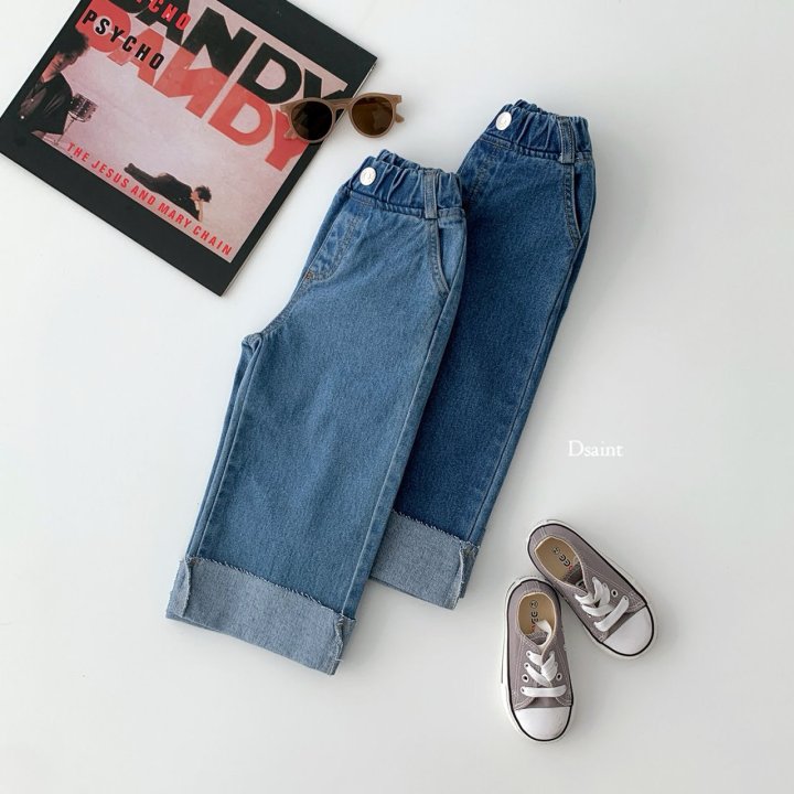 Dsaint - Korean Children Fashion - #todddlerfashion - Cutting Wide Roll Up Denim Pants - 6