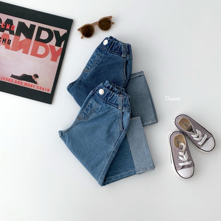 Dsaint - Korean Children Fashion - #toddlerclothing - Cutting Wide Roll Up Denim Pants - 7