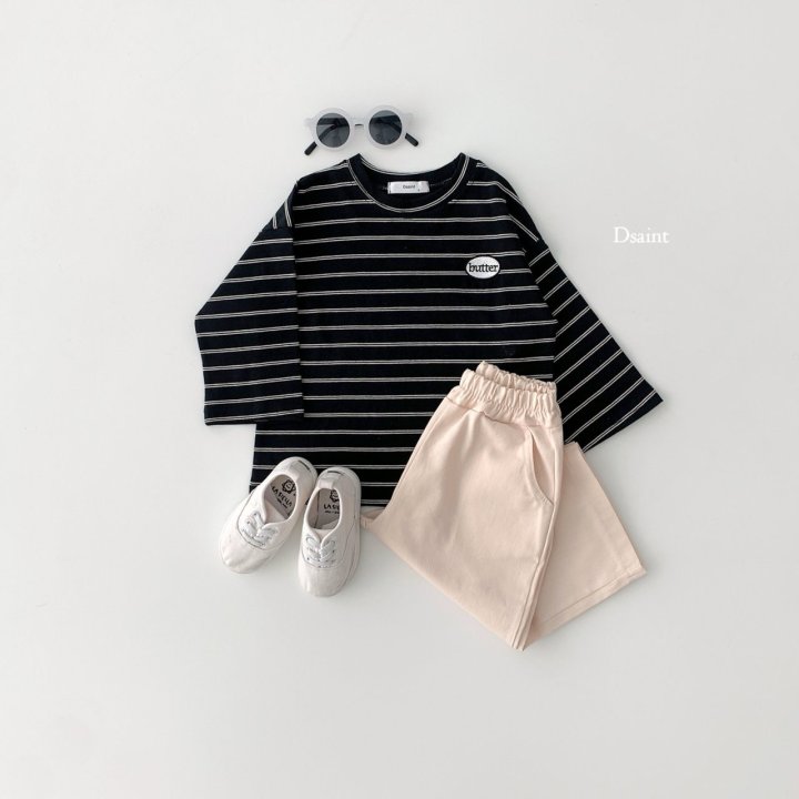 Dsaint - Korean Children Fashion - #toddlerclothing - Stripe Round Butter Tee - 6