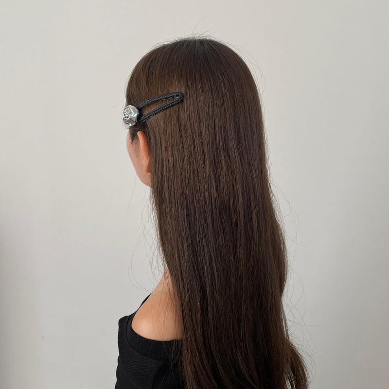 Eeiitt - Korean Women Fashion - #momslook - Black Braid Silver Rose Hairpin - 12