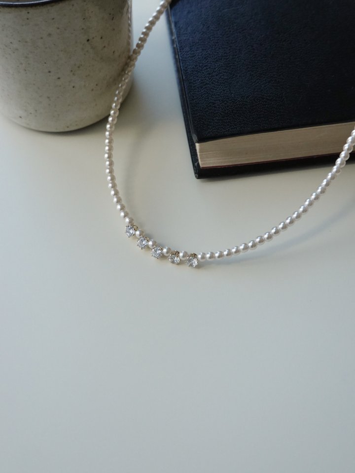 Eeiitt - Korean Women Fashion - #momslook - Queens Cubic Pearl Necklace - 2