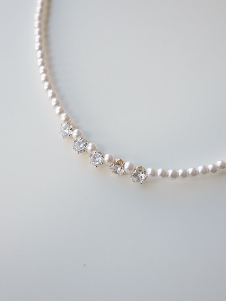 Eeiitt - Korean Women Fashion - #womensfashion - Queens Cubic Pearl Necklace - 4