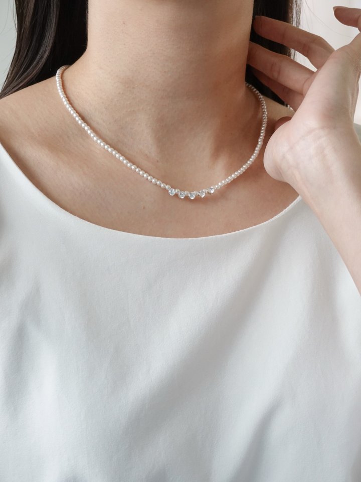 Eeiitt - Korean Women Fashion - #momslook - Queens Cubic Pearl Necklace - 8