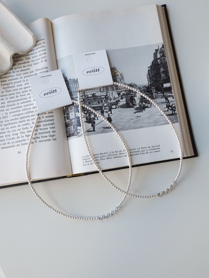 Eeiitt - Korean Women Fashion - #momslook - Queens Cubic Pearl Necklace - 9