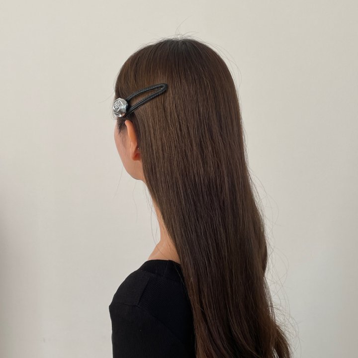 Eeiitt - Korean Women Fashion - #womensfashion - Black Braid Silver Rose Hairpin - 9