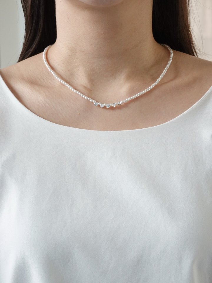 Eeiitt - Korean Women Fashion - #womensfashion - Queens Cubic Pearl Necklace