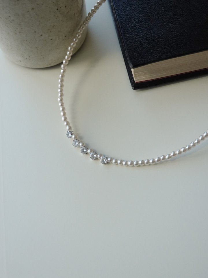 Eeiitt - Korean Women Fashion - #womensfashion - Queens Cubic Pearl Necklace - 3