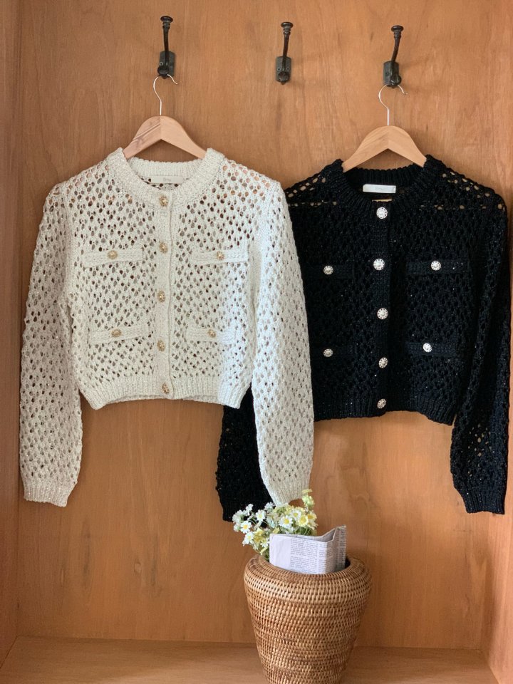 Elmu - Korean Women Fashion - #womensfashion - Spangle Cardigan - 7