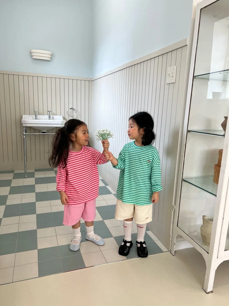 Fine-Studio - Korean Children Fashion - #magicofchildhood - Cream Stripe Tee - 3