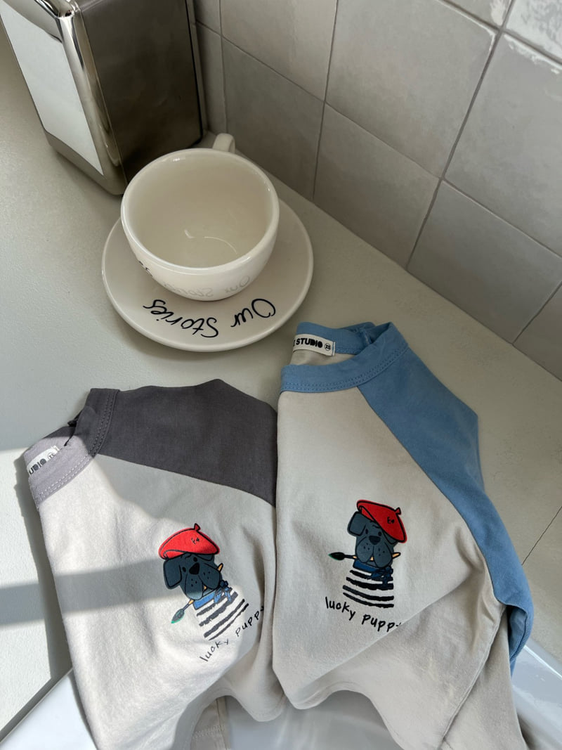 Fine-Studio - Korean Children Fashion - #stylishchildhood - Puppy Raglan Tee - 12