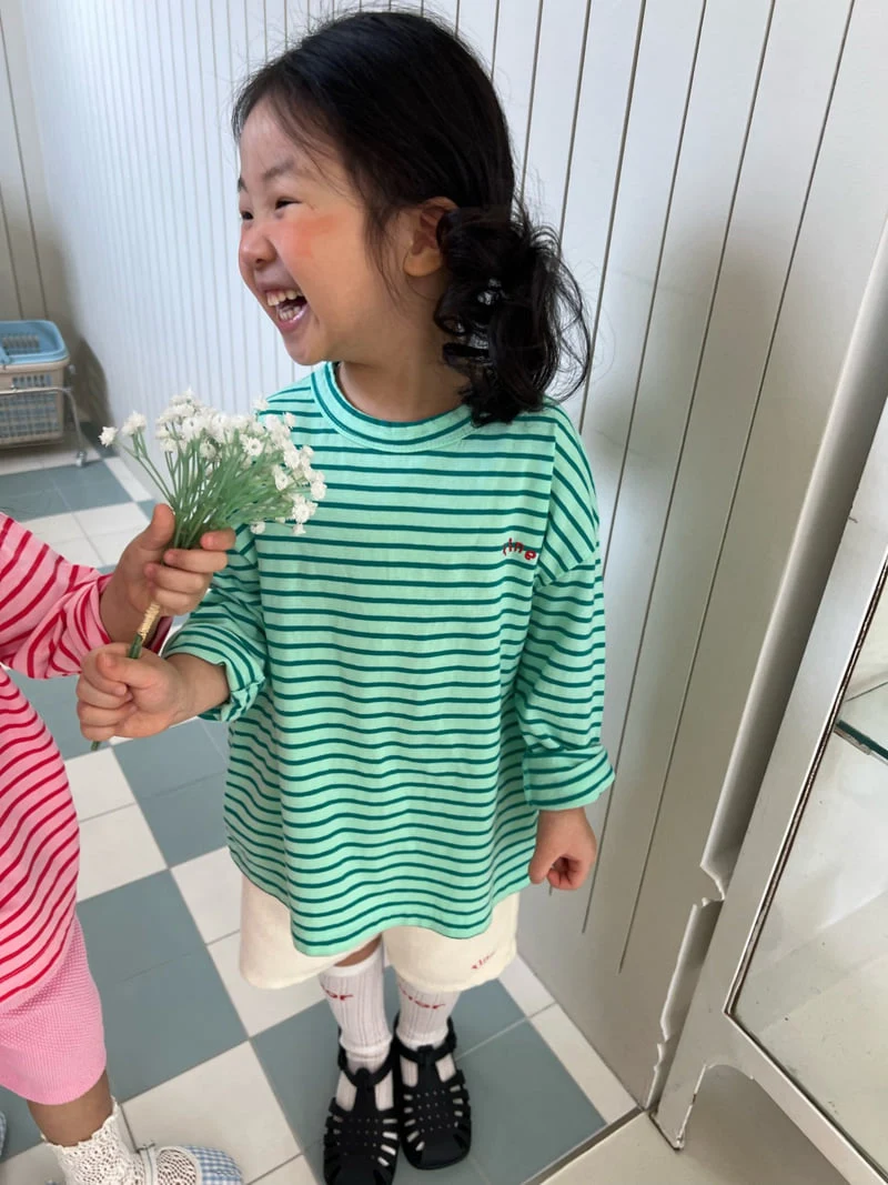 Fine-Studio - Korean Children Fashion - #todddlerfashion - Cream Stripe Tee - 6