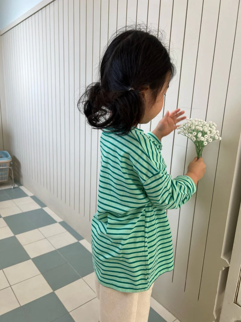 Fine-Studio - Korean Children Fashion - #toddlerclothing - Cream Stripe Tee - 7