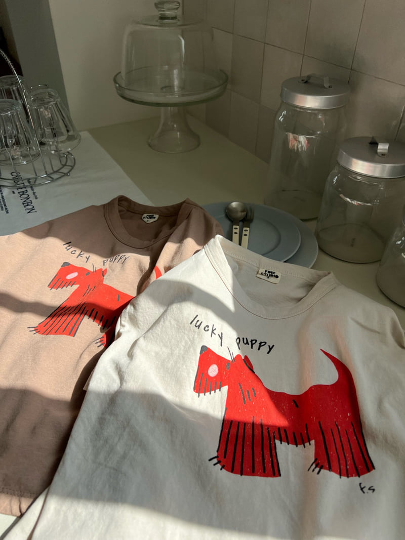 Fine-Studio - Korean Children Fashion - #toddlerclothing - Puppy Short Sleeve Tee - 12