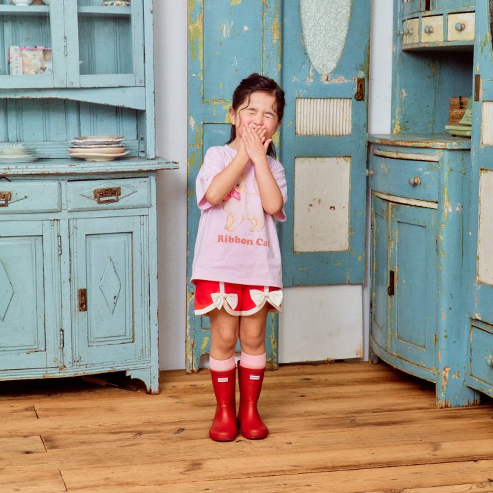 Firstblue - Korean Children Fashion - #Kfashion4kids - Ribbon Cat Short Sleeve Tee - 6