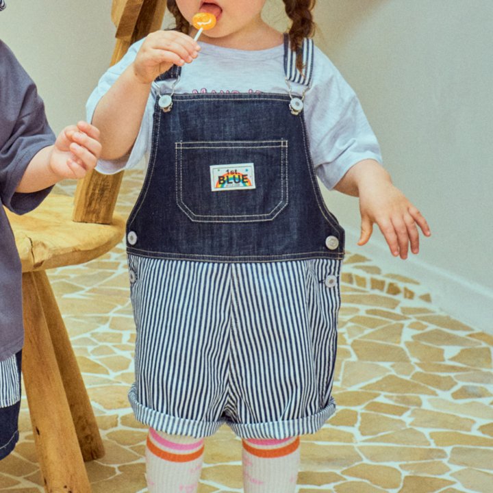 Firstblue - Korean Children Fashion - #childofig - Jeans Overalls Shorts - 9