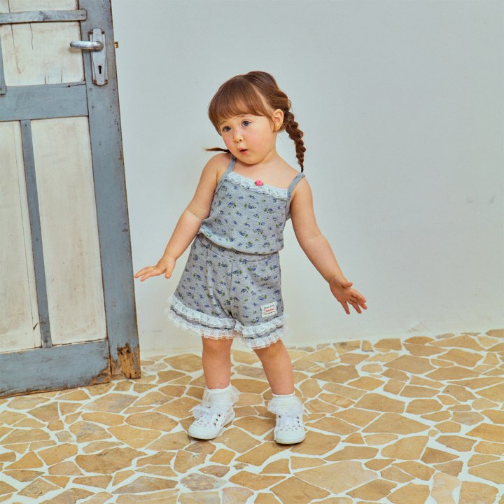 Firstblue - Korean Children Fashion - #fashionkids - Waffle Flower Sleeveless Tee