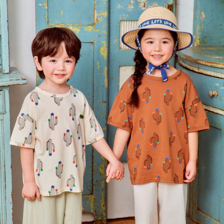 Firstblue - Korean Children Fashion - #discoveringself - Cactus Printed Short Sleeve Tee - 4