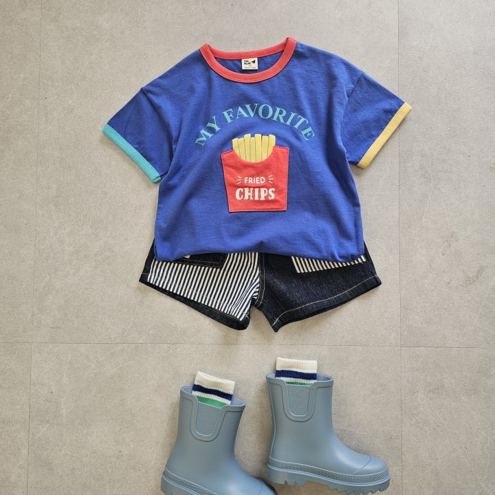 Firstblue - Korean Children Fashion - #kidsshorts - Potato Chip Short Sleeve Tee - 7