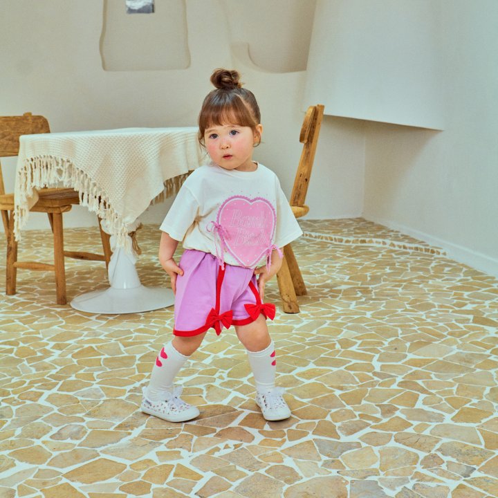 Firstblue - Korean Children Fashion - #kidsshorts - Bambi Heart Short Sleeve Tee