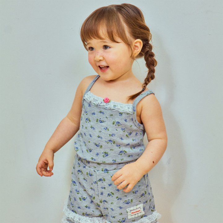 Firstblue - Korean Children Fashion - #kidsstore - Waffle Flower Sleeveless Tee - 3