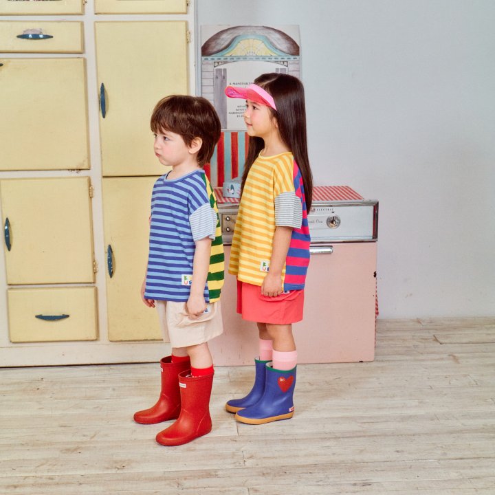 Firstblue - Korean Children Fashion - #kidsstore - Stripe Raglan Short Sleeve Tee - 2