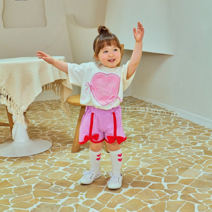 Firstblue - Korean Children Fashion - #kidsstore - Bambi Heart Short Sleeve Tee - 2