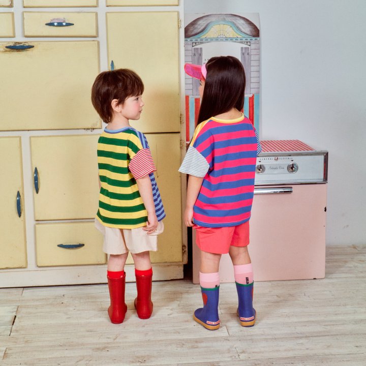 Firstblue - Korean Children Fashion - #kidzfashiontrend - Stripe Raglan Short Sleeve Tee - 3