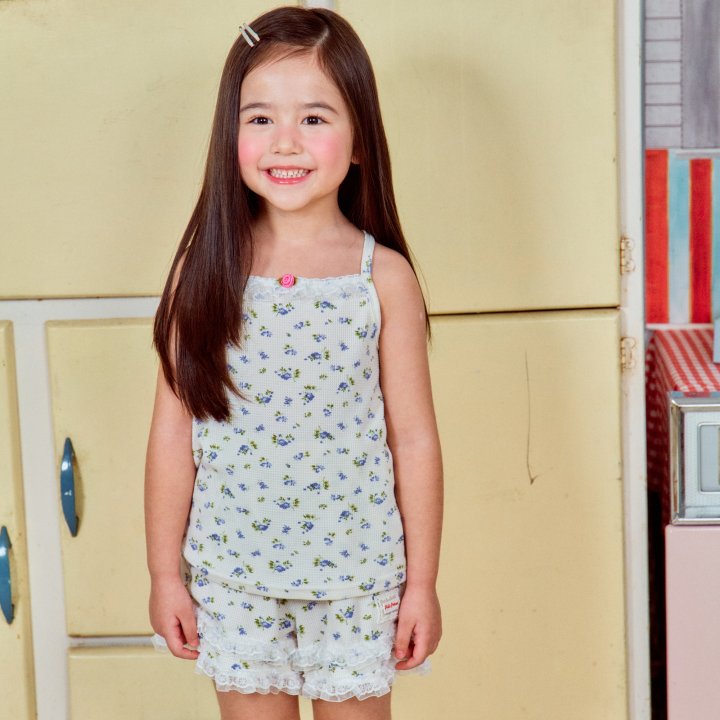 Firstblue - Korean Children Fashion - #littlefashionista - Waffle Flower Sleeveless Tee - 6